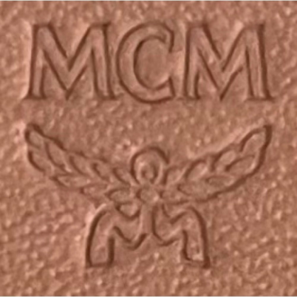 MCM Authentic Blue-Grey Leather Wallet with Pink Interior and Gold Emblem - Picture 10 of 16
